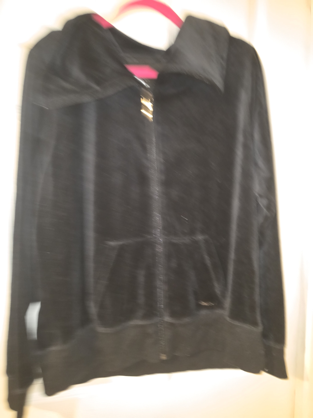 Black Women's Zip Hoodie Jacket 2x Calvin Klein Velour